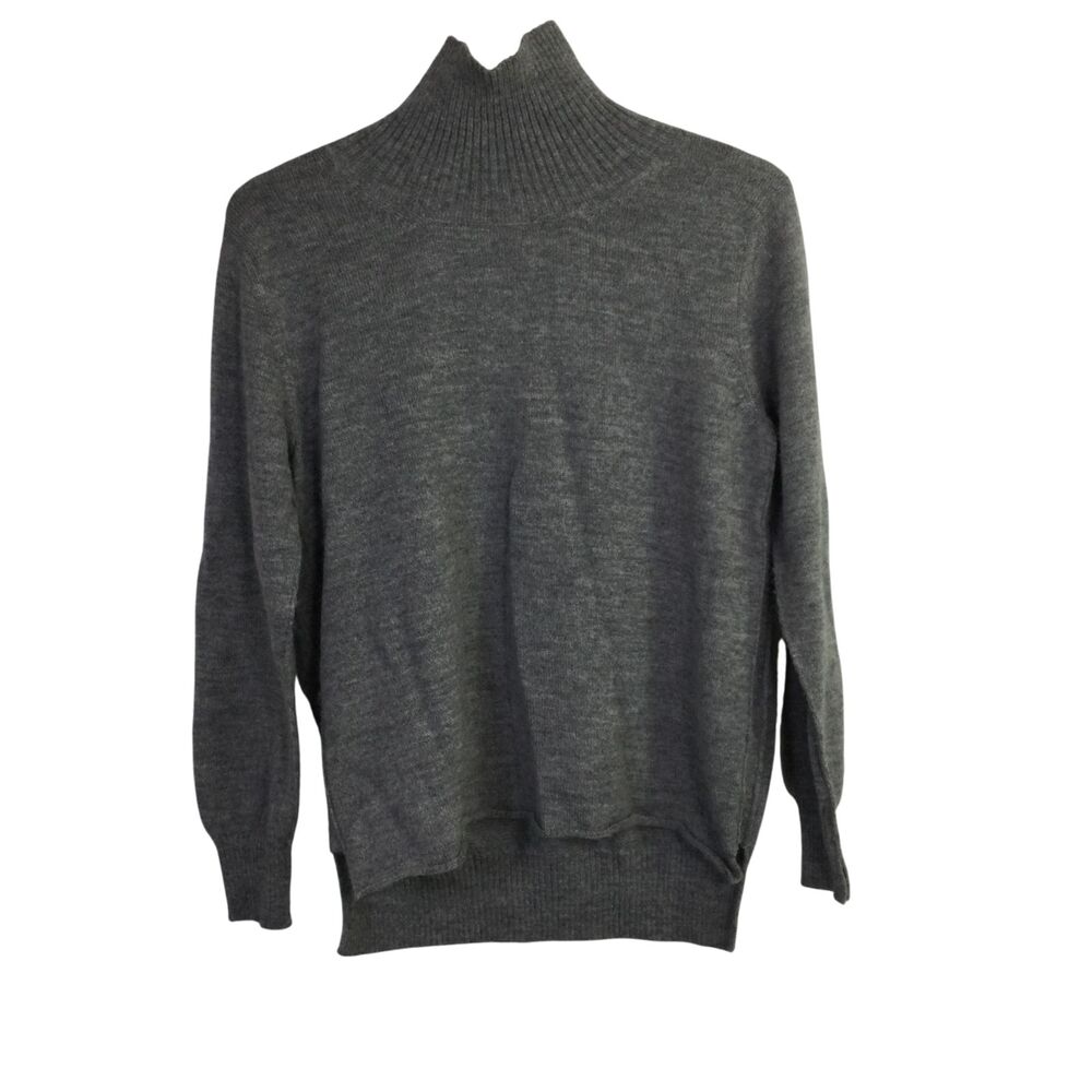 Aymara Turtleneck Alpaca Pullover Sweater Long Sleeve Gray Made Peru Size Small